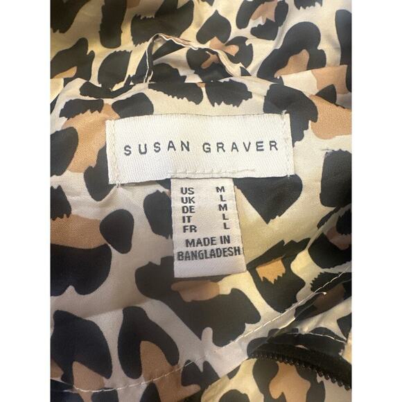 Susan Graver Leopard Print Anorak Rain coat hood water resistant packable Medium - Picture 3 of 5